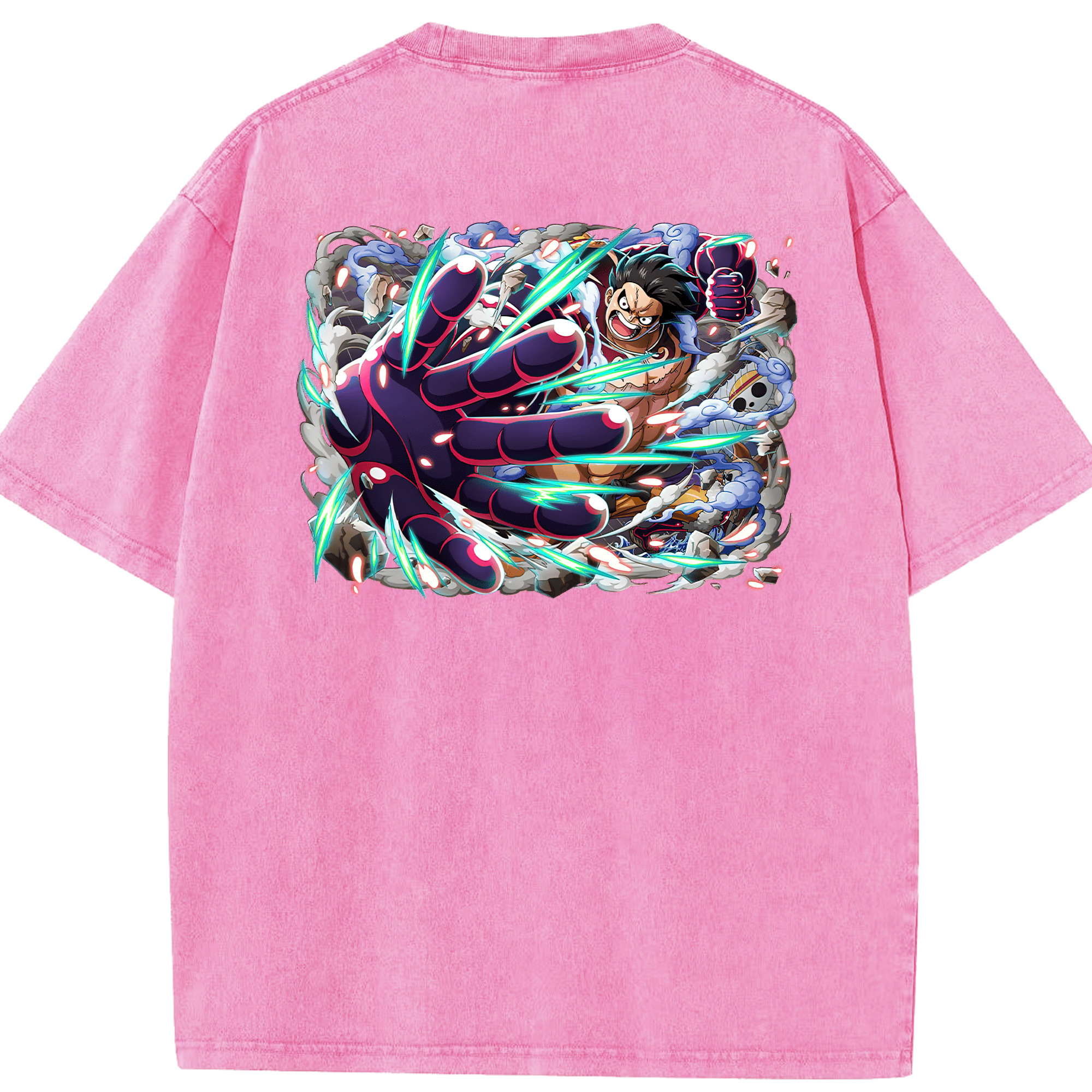 ワンピース モンキー・D・ルフィ ONE PIECE Monkey D. Luffy 綿100% ヴィンテージ風 半袖Tシャツ（背面プリント）